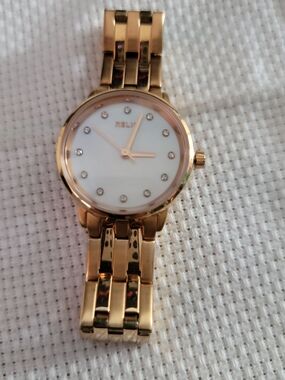 Relic Women's Gold Tone Crystal Dot Dial Watch